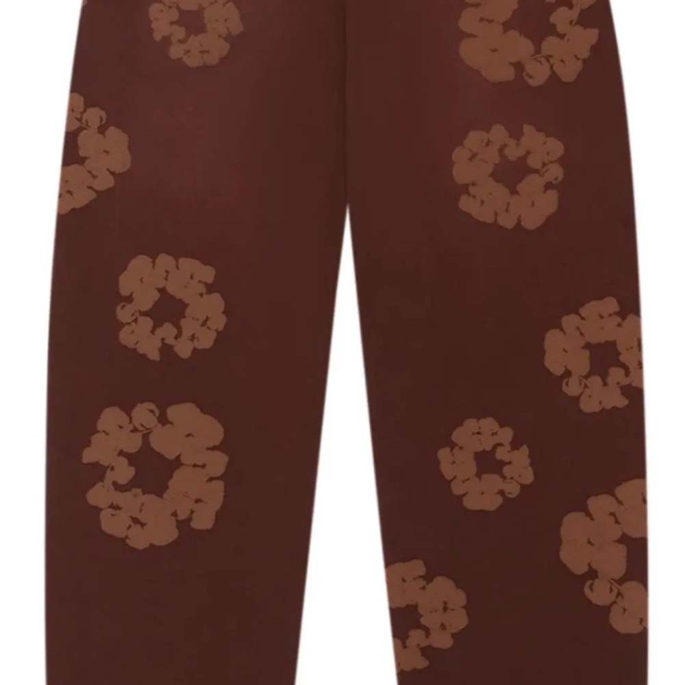 Men's Brown Floral Joggers authentic sweat pants denim tear tears